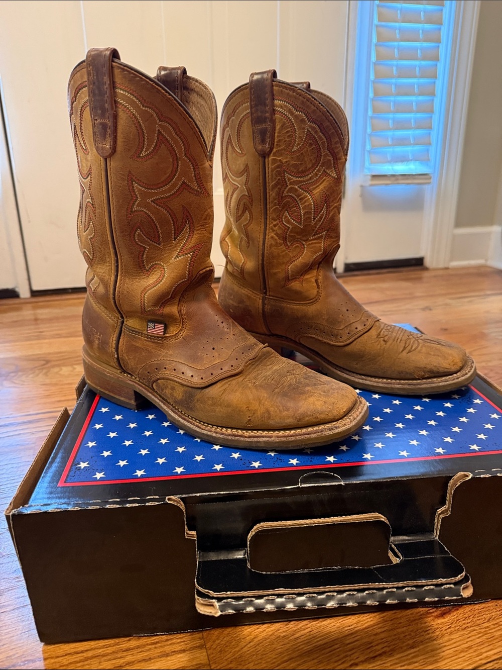 Double H Men's Brown Western Cowboy Boot wide square toe  style Jase